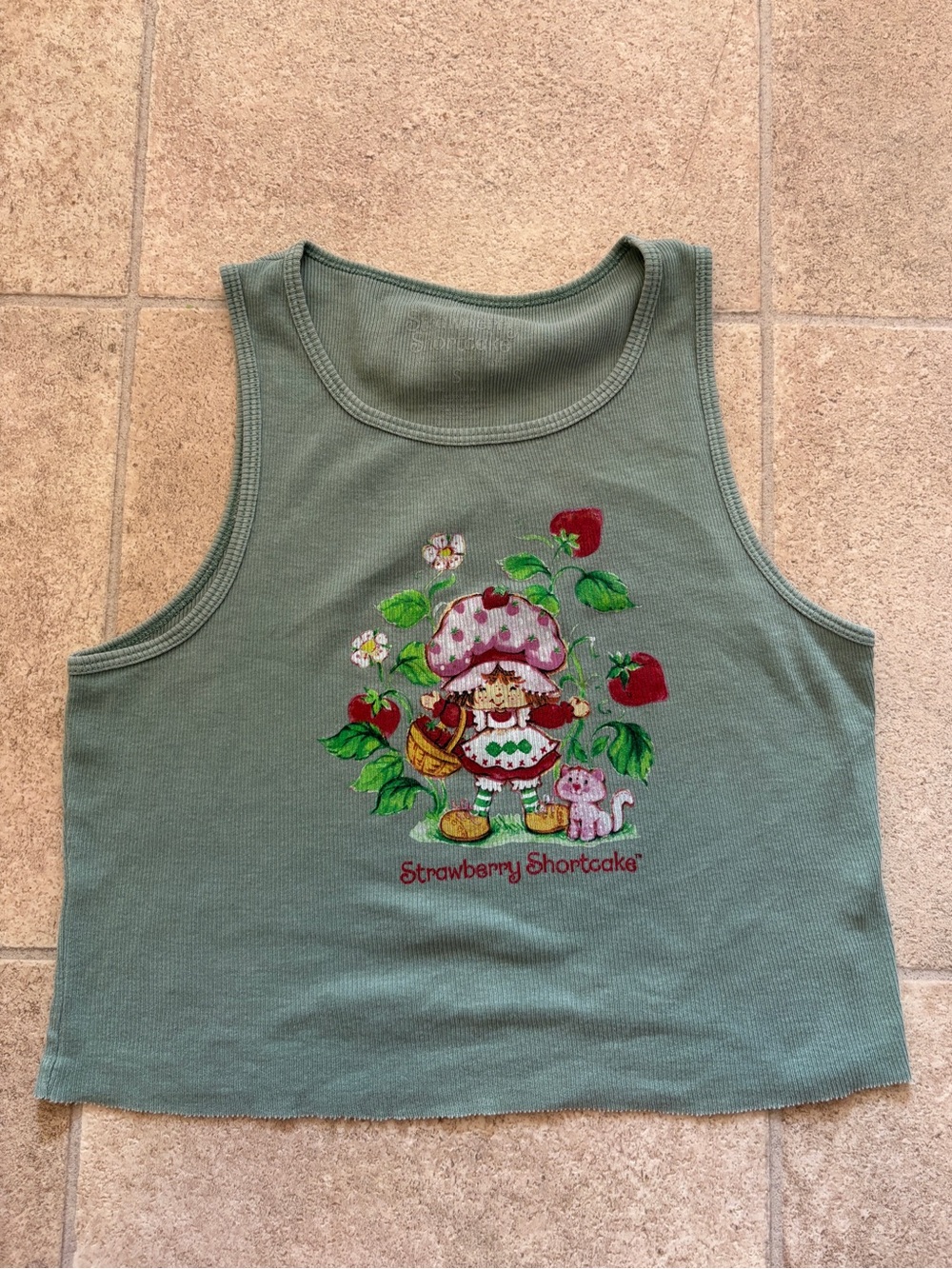 Pacsun Strawberry Shortcake Green Tank Top